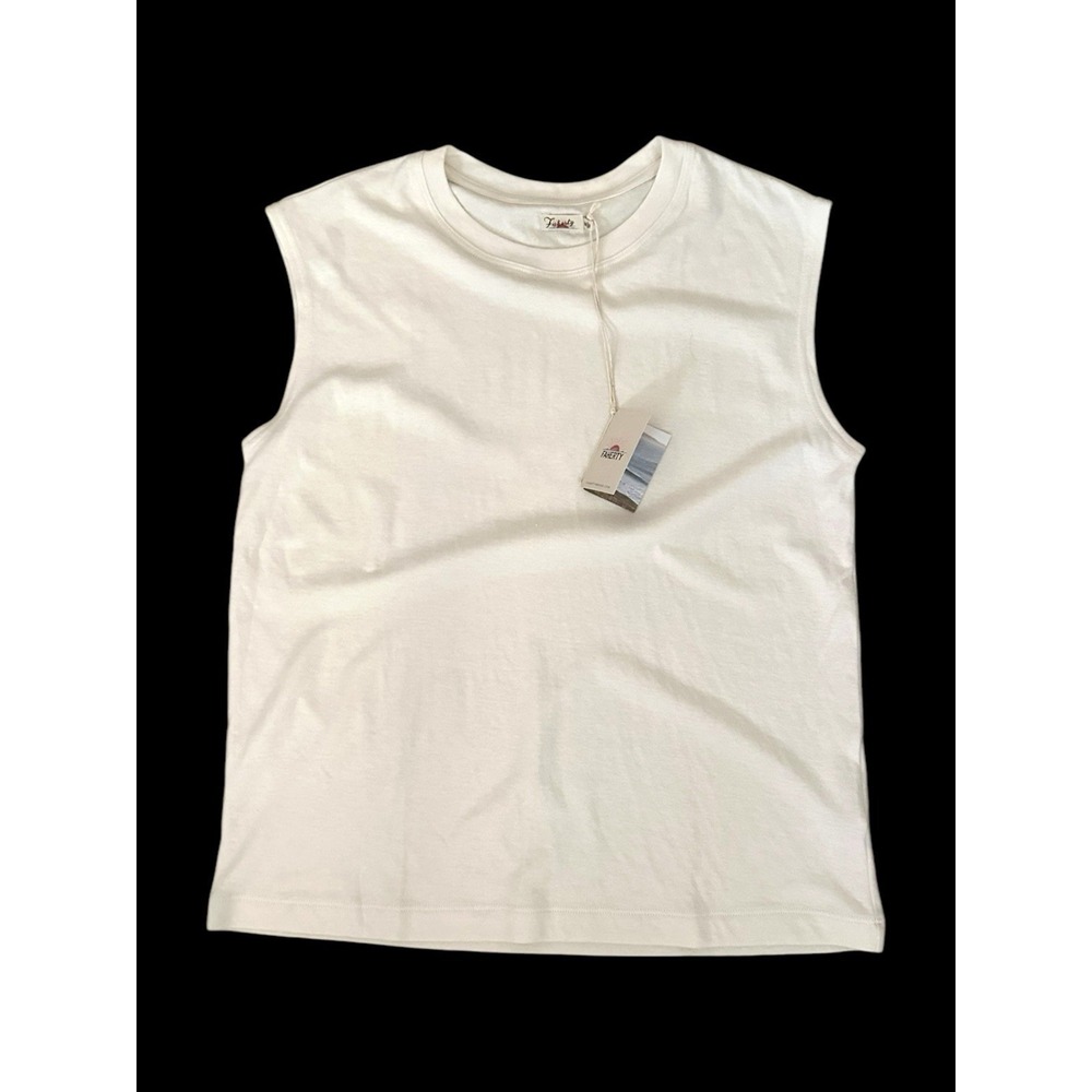 Faherty Cutoff Shirt Cloud Muscle Tshirt Sz Medium Cream - Picture 8 of 10